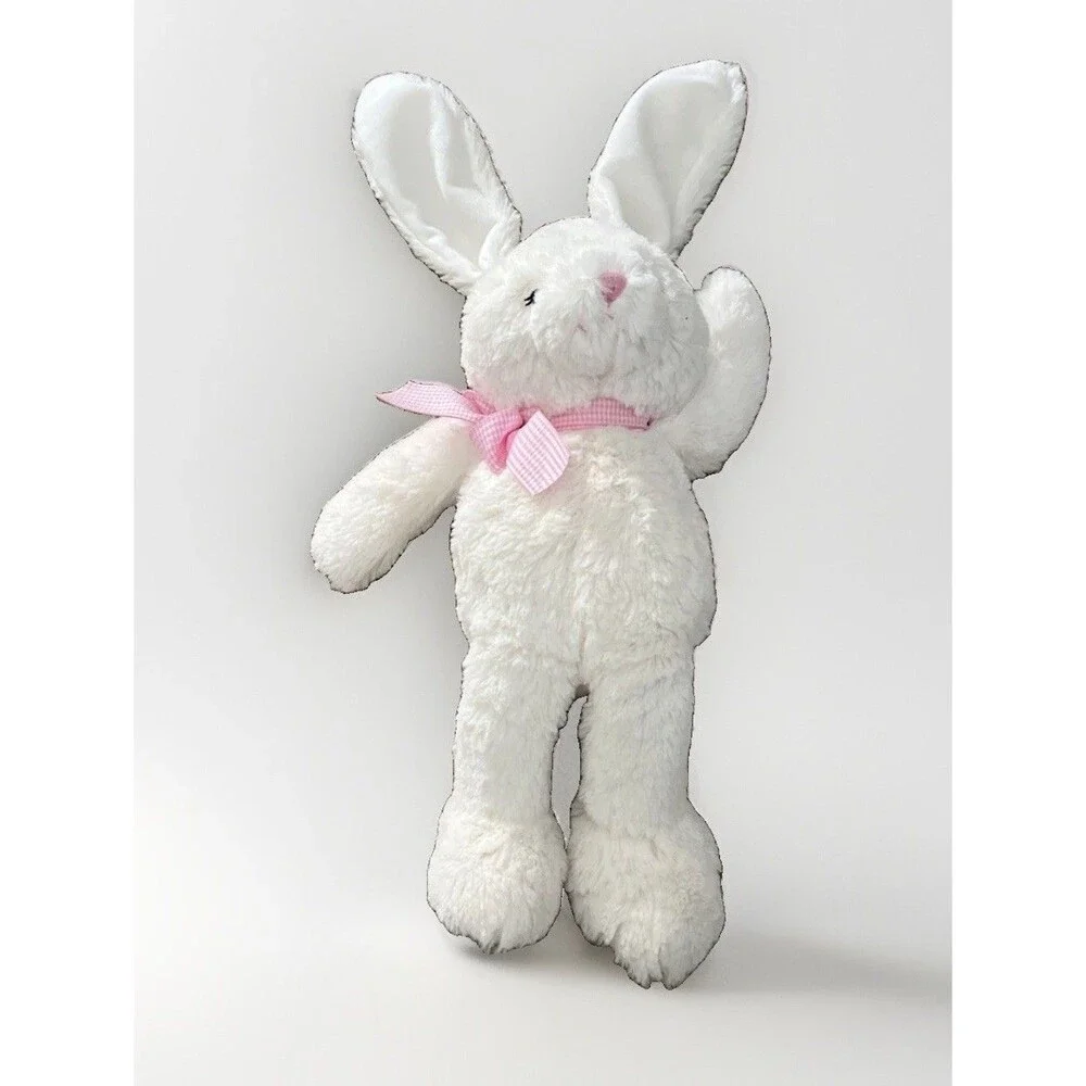 The Children’s Place 13” Plush Bunny Rabbit Ivory White Stuffed Animal Pink Bow